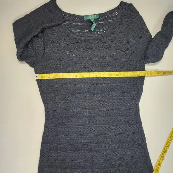 Lauren Ralph Lauren Petite Knit Dress Black A-Line 3/4 Sleeve PM - Picture 5 of 8